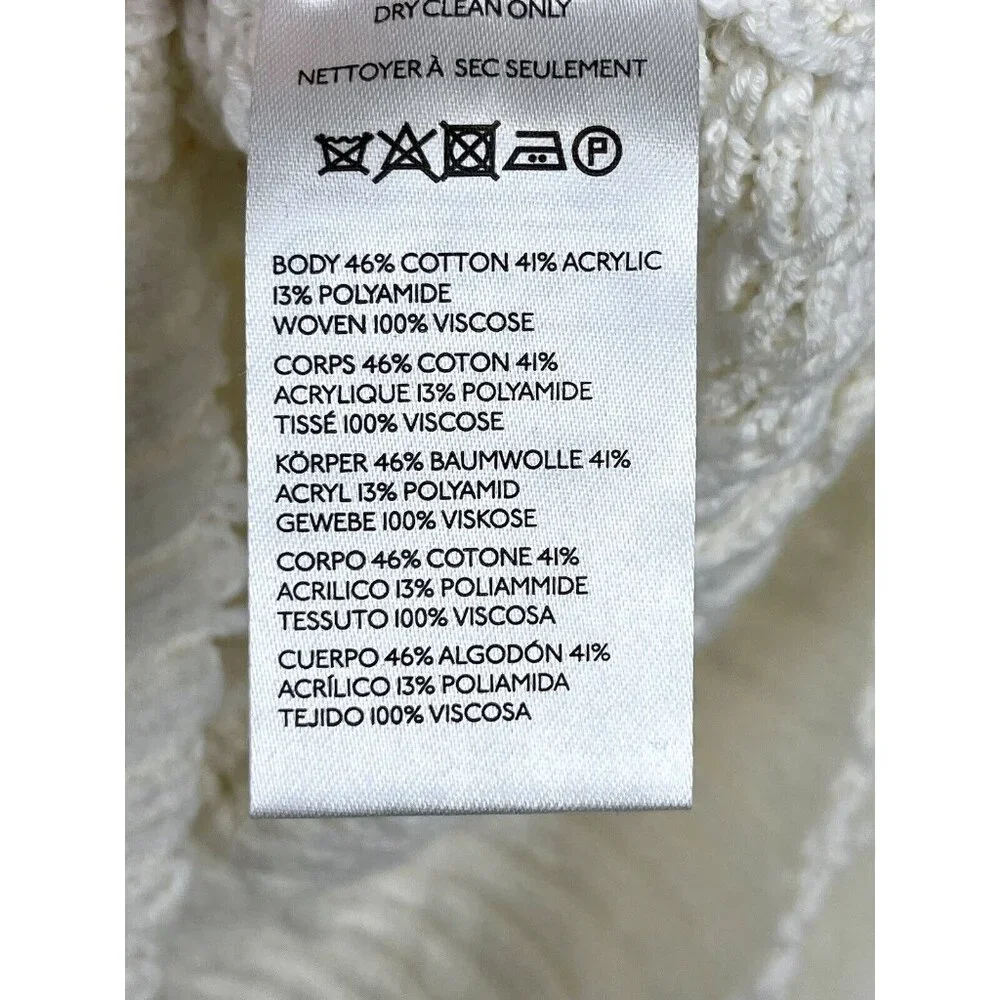 NWT! ANTHROPOLOGIE‎ Sheer Long-Sleeve V-Neck Knit Sweater Ivory Cream Size S - Picture 8 of 11